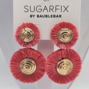 5 for $25! BaubleBar SugarFix Pink Gold Tone Circle Fringe Statement Earrings